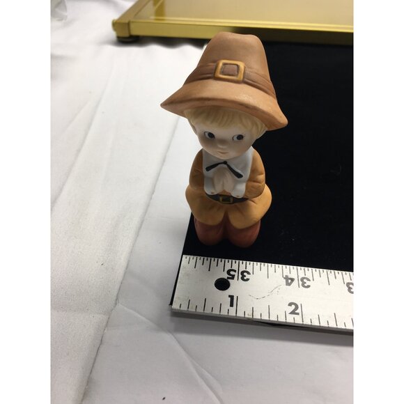 Vtg Lefton China Pilgrims Girl & Boy Praying Figurines Thanksgiving Painted 1984 - Picture 14 of 15